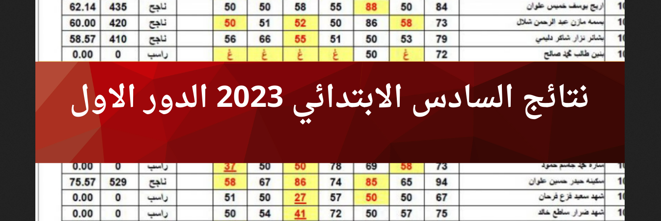  هنا نتيجة السادس ابتدائي 2023 ✔️✔️ نتائج السادس الابتدائي التمهيدي الدور الاول العراق كل المحافظات كركوك كربلاء بغداد الرصافة