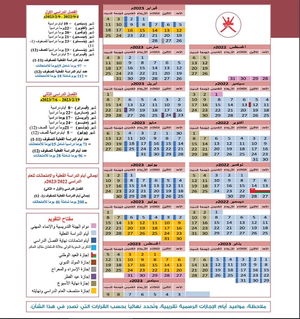 موعد بداية الفصل الدراسي الثاني 2023 عودة الطلاب للمدارس في سلطنة عمان