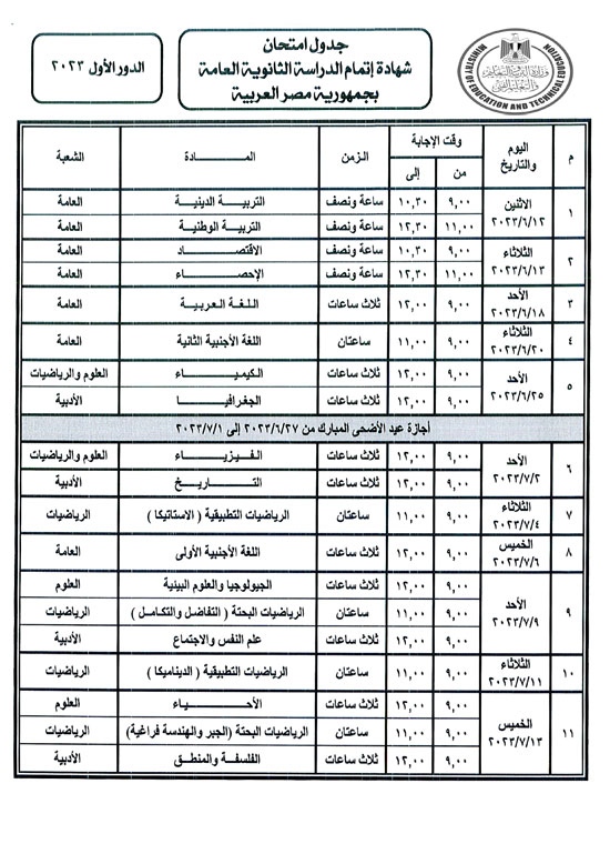 أرقام جلوس امتحانات الثالث الثانوي 2023 في مصر بالكود المدرسي للطالب و موقع التربية والتعليم رقم جلوس الثانوية العامة في كل المحافظات